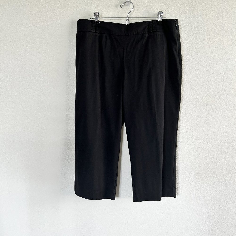 Loft Ann Pants Womens Size 12 Black Side Zip Capri Chino Stretch Casual Career
